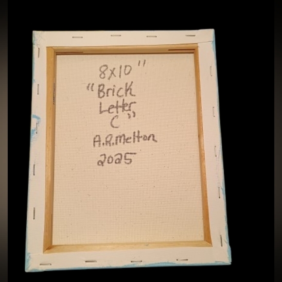 Handpainted Red Brick Pattern Letter C Initial Wall Decor Handmade Art 8x10" - Picture 2 of 2